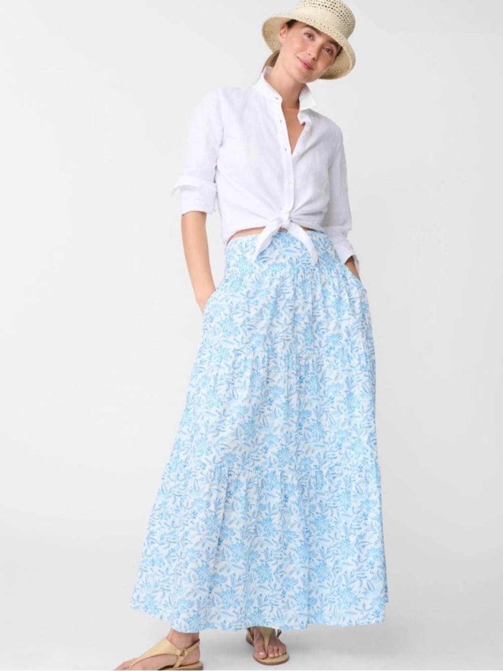 J. McLaughlin Ophelia Cotton Floral Tiered Maxi Skirt in Mini Bloomsbury Size M